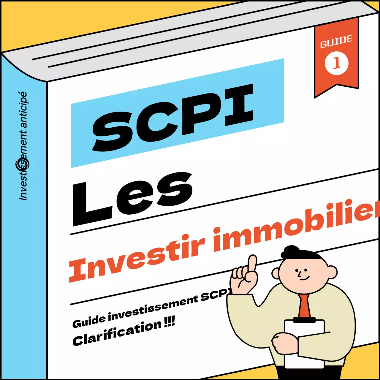 Un guide simple, jaune et bleu clair, de l'investissement immobilier dans les FPI