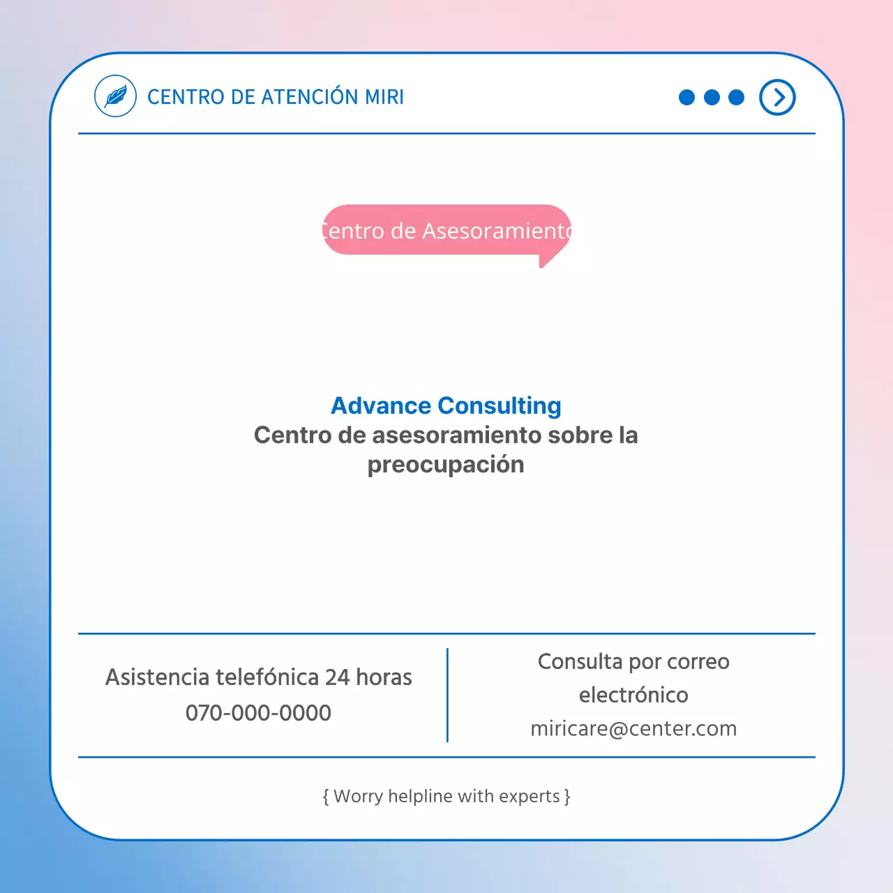 Una sencilla guía azul claro y rosa para el teléfono de ayuda