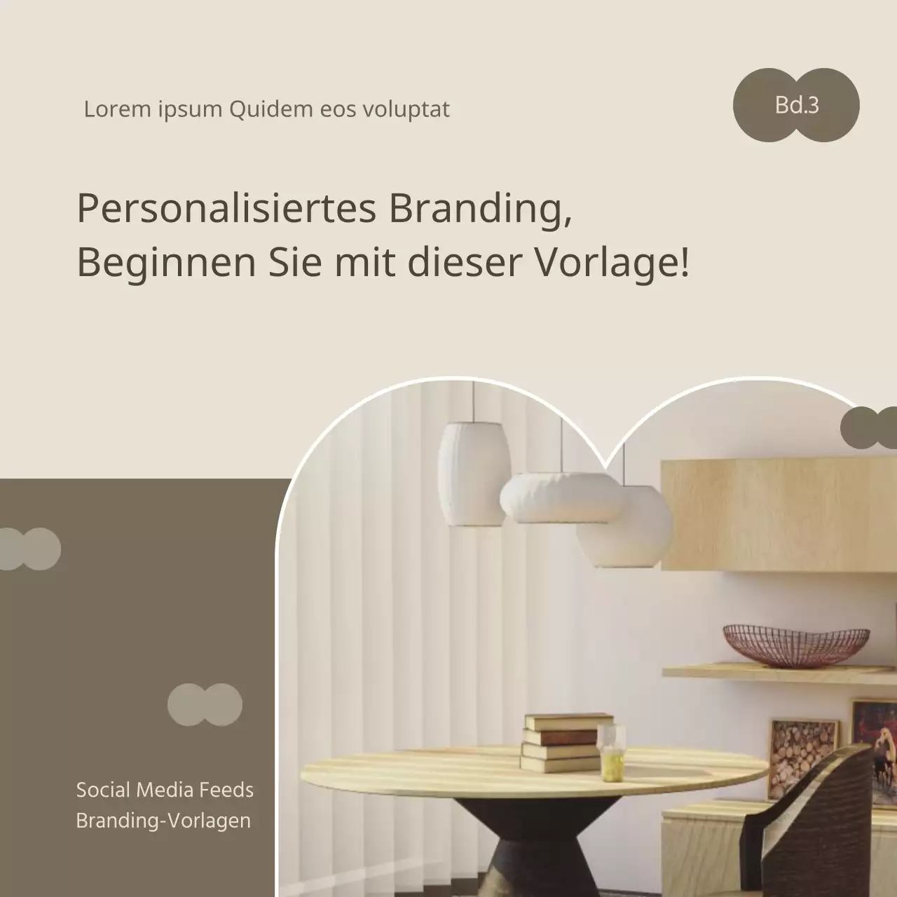 Werbung für ein einfaches Interieur-Branding-Kit in Khaki und Beige