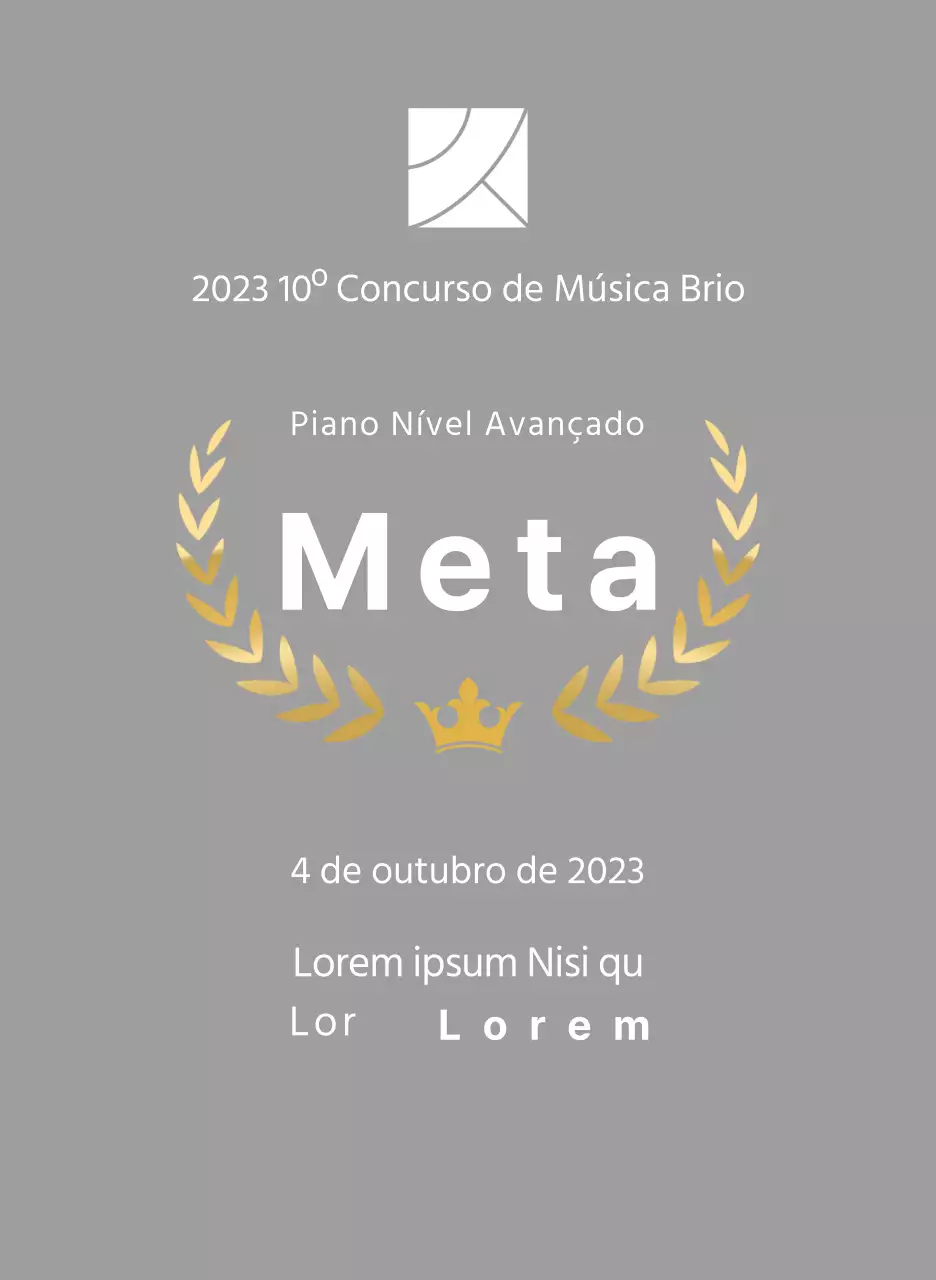 Placa do vencedor do conceito de concurso com linhas de louros e ilustração de uma coroa