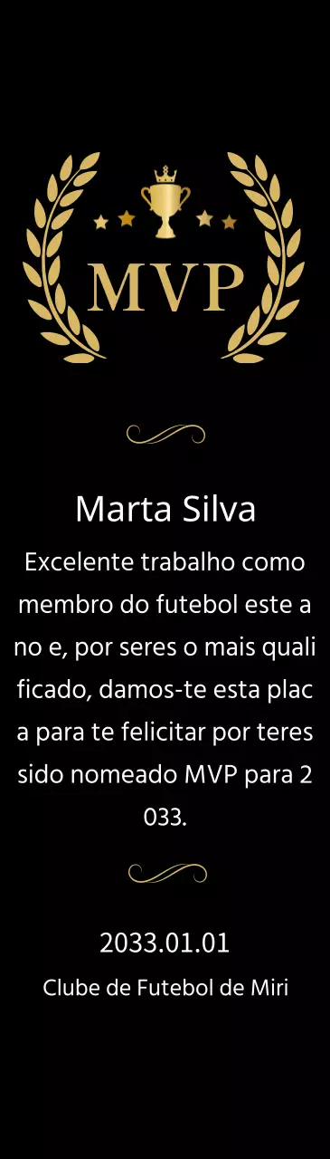 Luxuosas placas de campeonato com louros e troféus em ouro