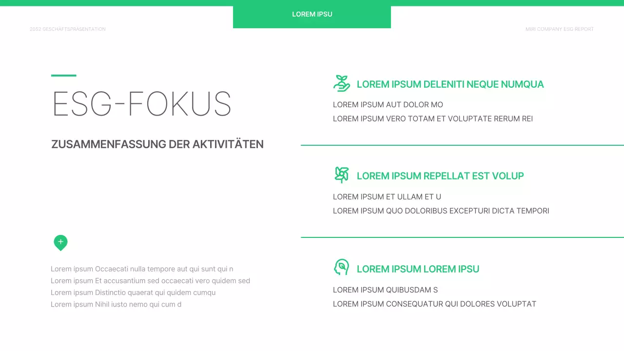 Ein einfacher ESG-Bericht für Unternehmen in Chartreuse und Weiß