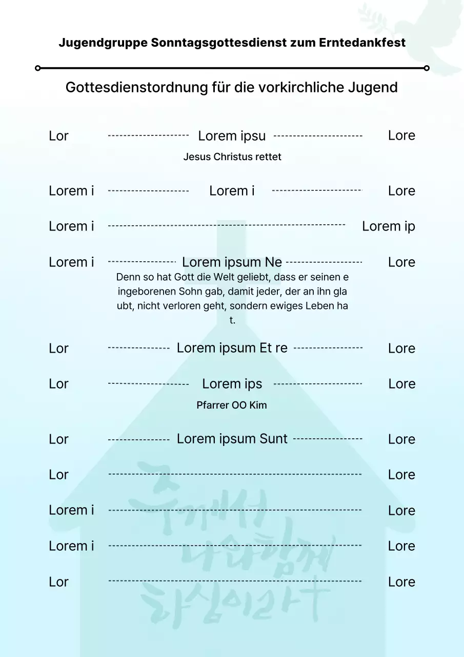 Einfacher Leitfaden für das Kirchenblatt in Hellblau