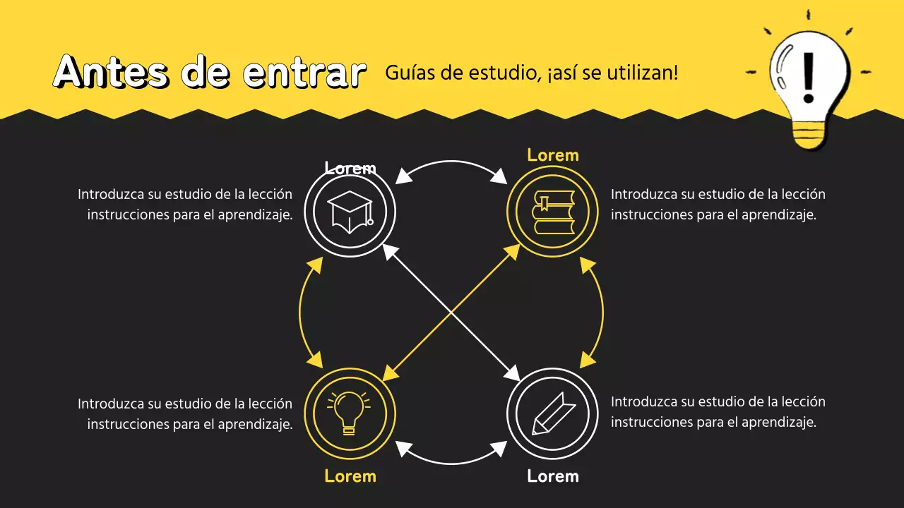 Guía de formación para el aprendizaje moderno en amarillo y negro