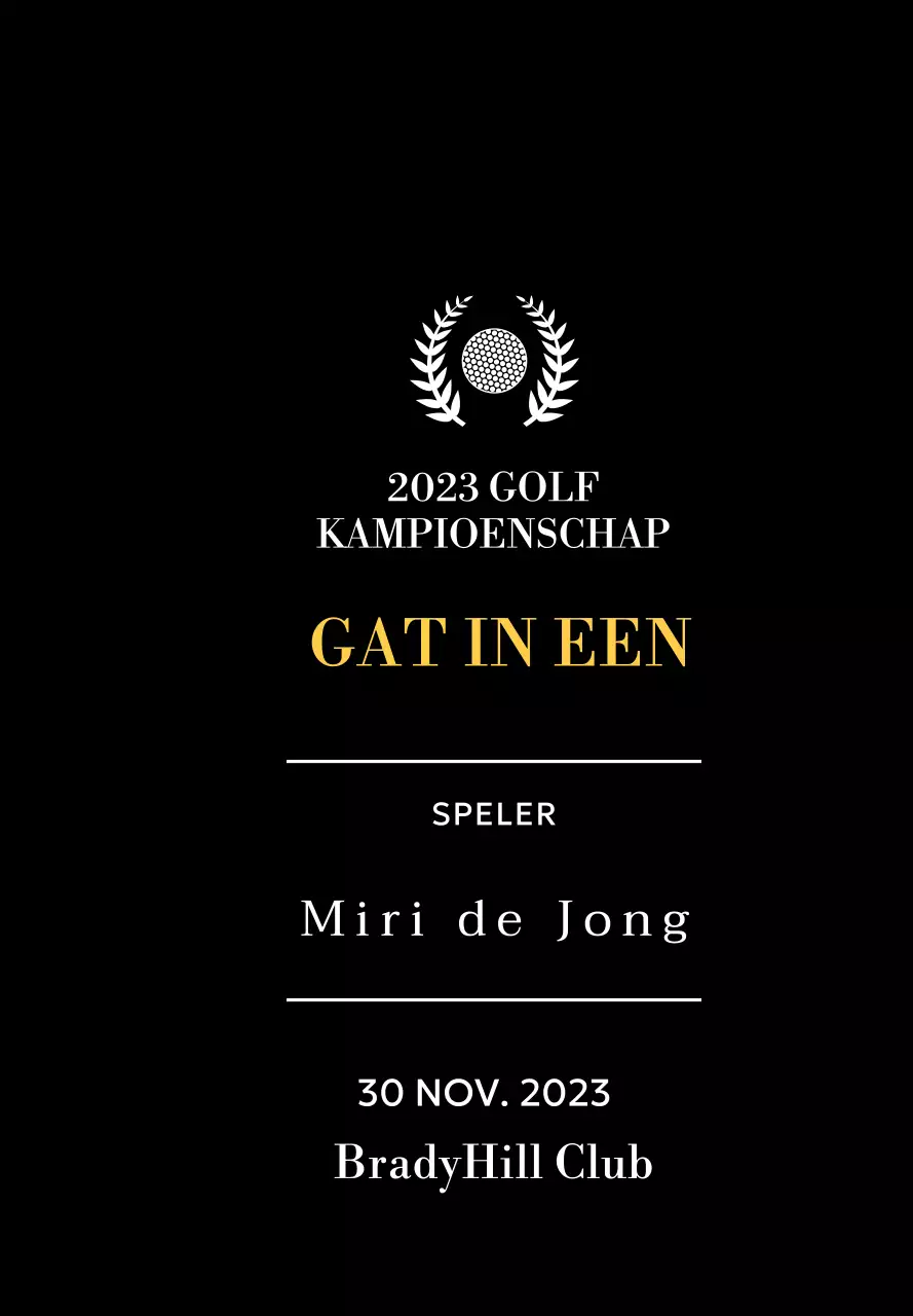 Golf hole-in-one winnaar plaquette met golfbal en lauwerkrans illustratie