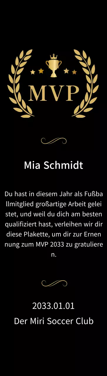 Luxuriöse Meisterschaftsplaketten mit goldenen Lorbeeren und Trophäen