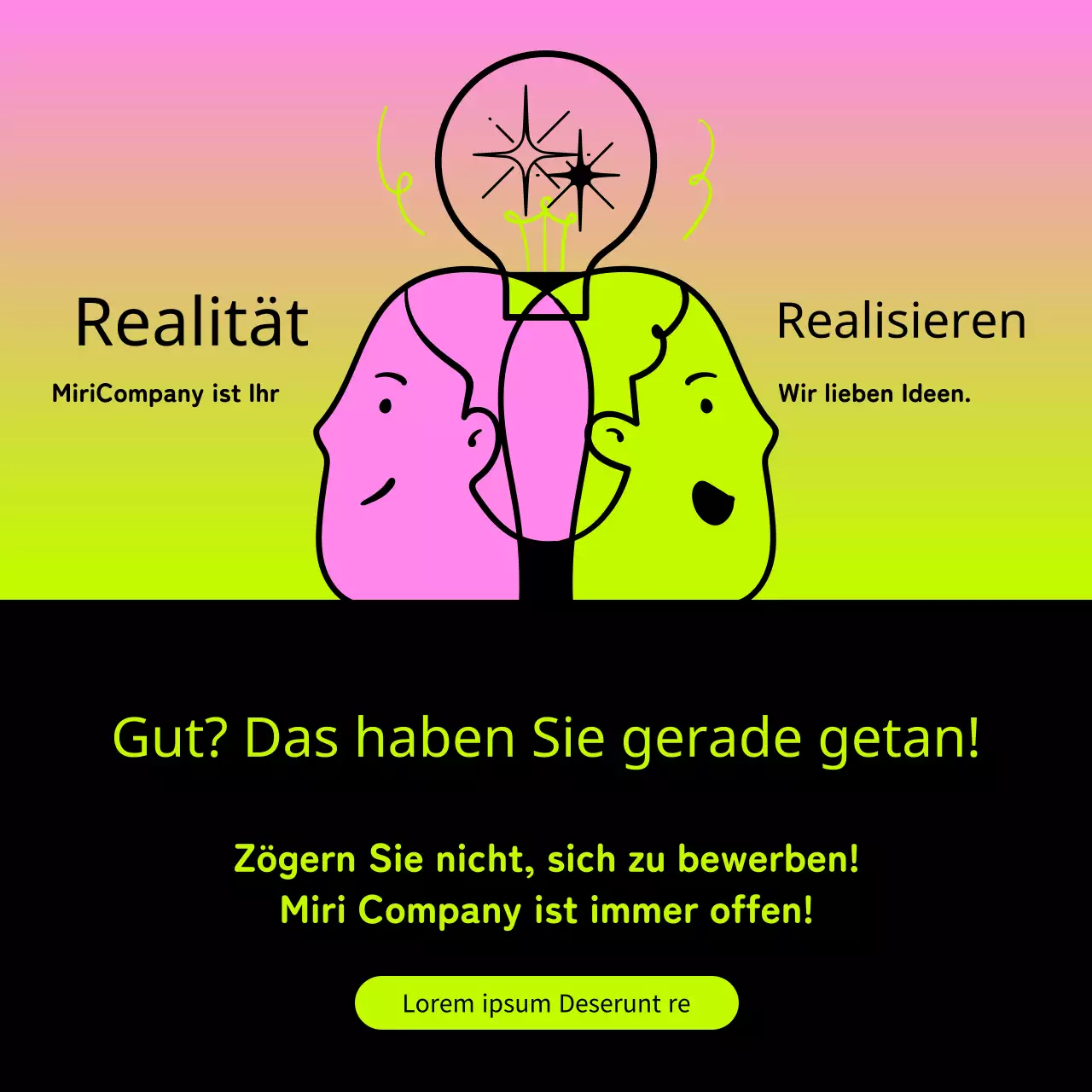 Werbung für einen unternehmensinternen Wettbewerb mit einem Pop-Art-Look in Pink und Neon