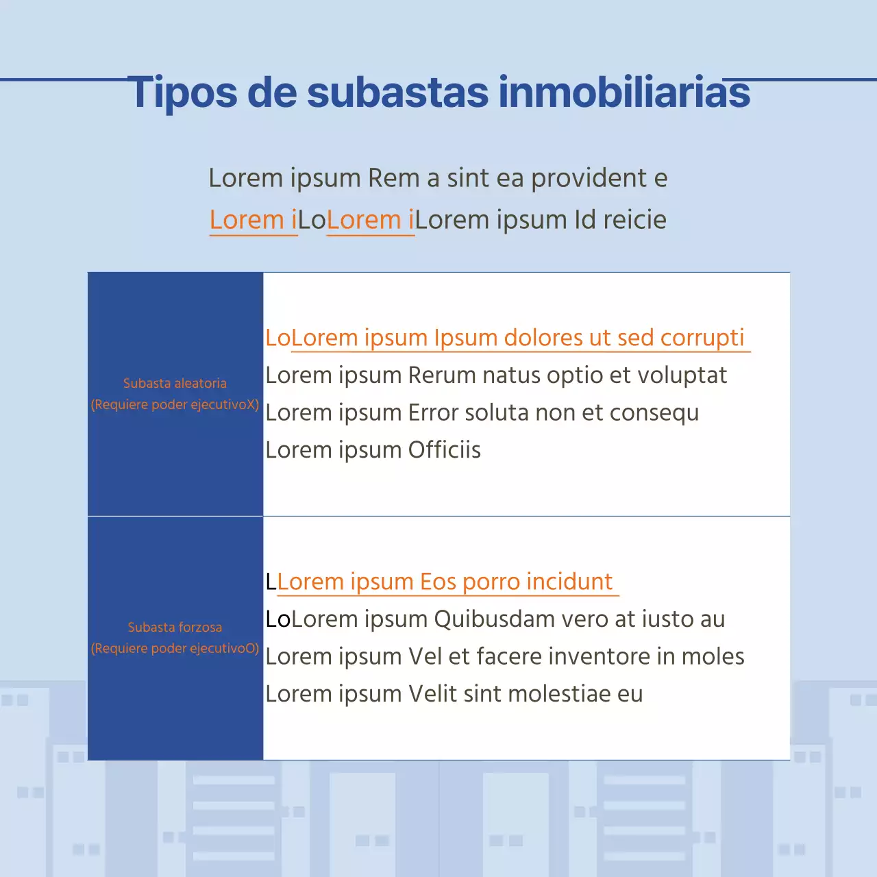 Una sencilla guía naranja y azul de las subastas inmobiliarias