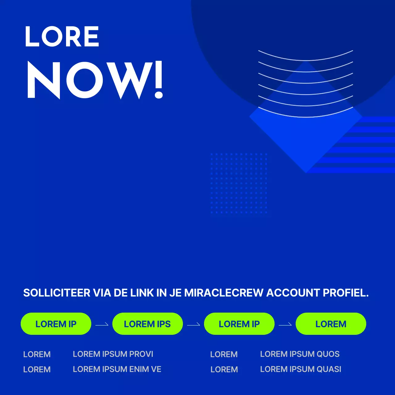 Minimalistische vacature in blauw en chartreuse