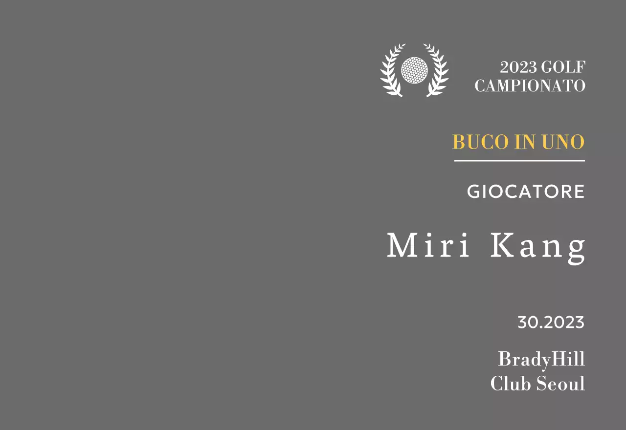 Targa per il vincitore del golf hole-in-one con illustrazione di pallina da golf e corona d'alloro