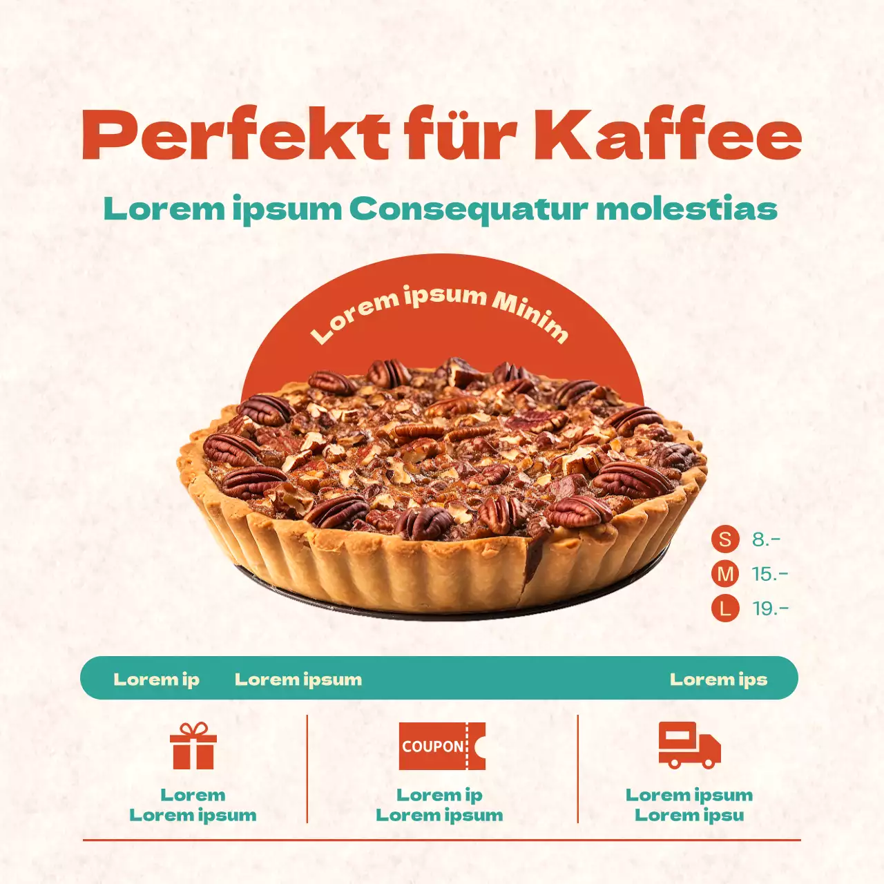 Werben Sie für ein Dessert-Menü in Vintage, Rot und Minze