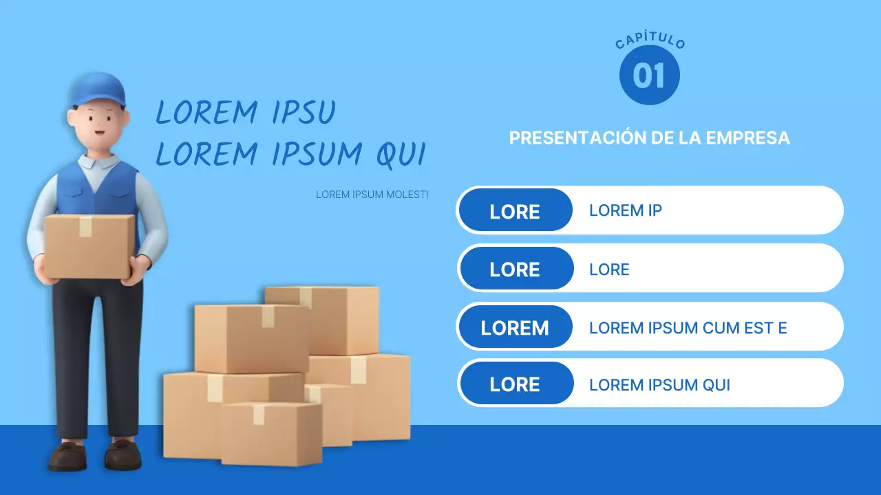 Un sencillo plan de negocio logístico en azul