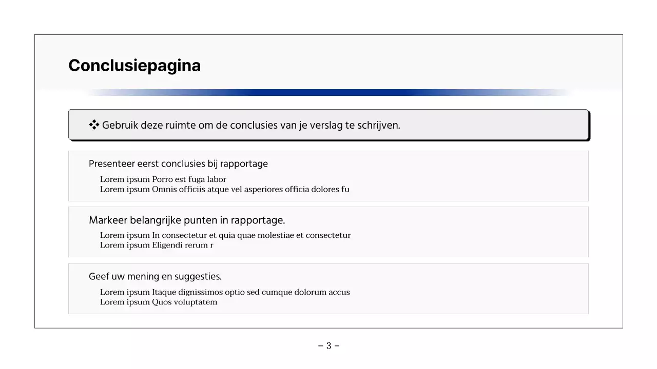 Eenvoudig afdrukbaar rapport in zwart en marineblauw