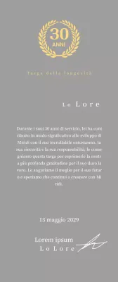 Concetto di targa aziendale di lungo servizio con simbolo dell'alloro