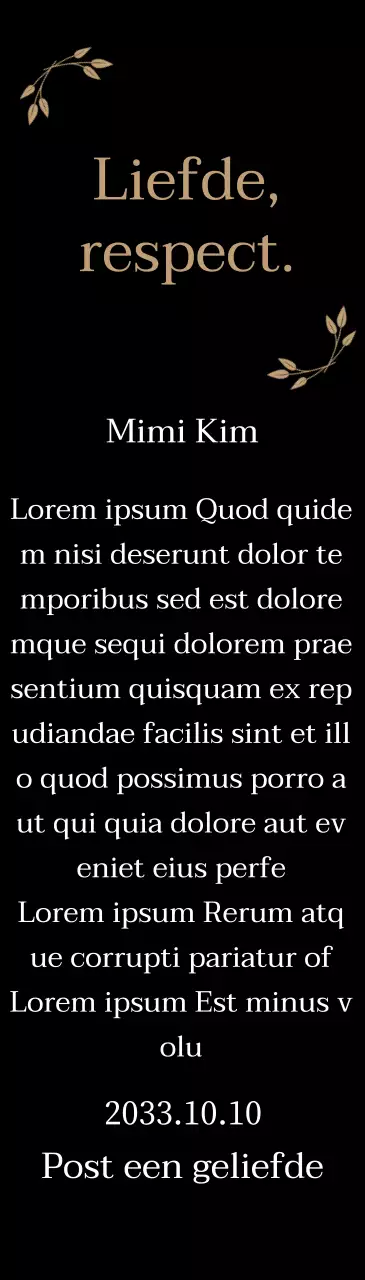 Classy bedankbord met goud en bladeren