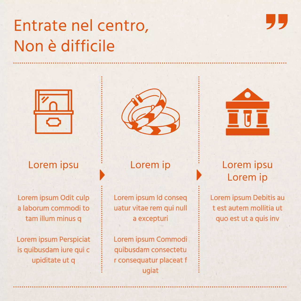 Promuovere un centro informazioni moderno in arancione e beige