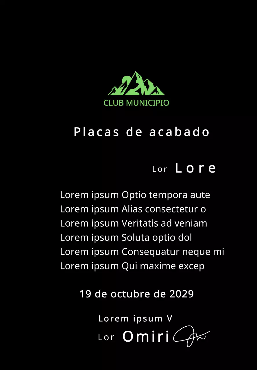 Placa de finisher de club de montaña con logotipo del club concepto con ilustración de montaña verde