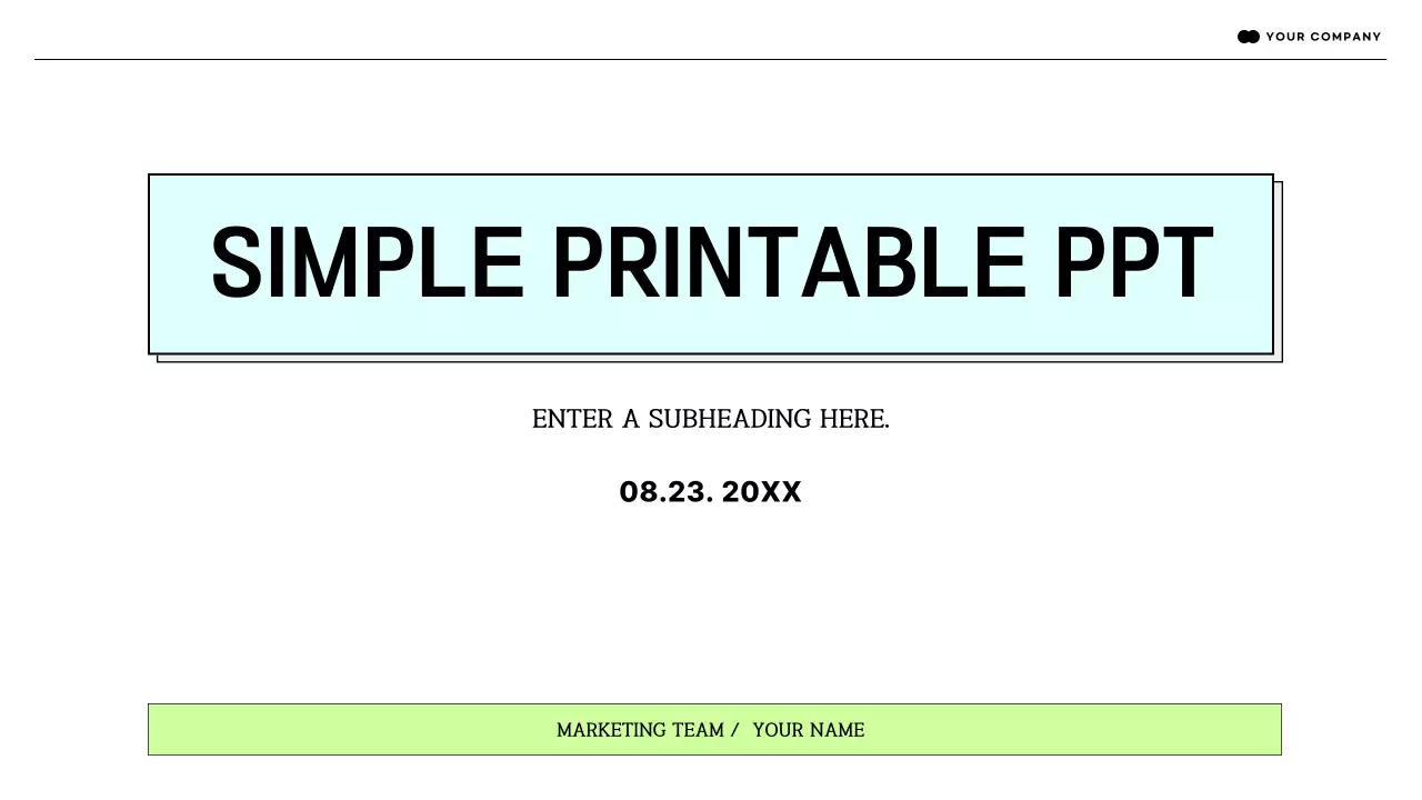 A simple printable report in light blue and chartreuse