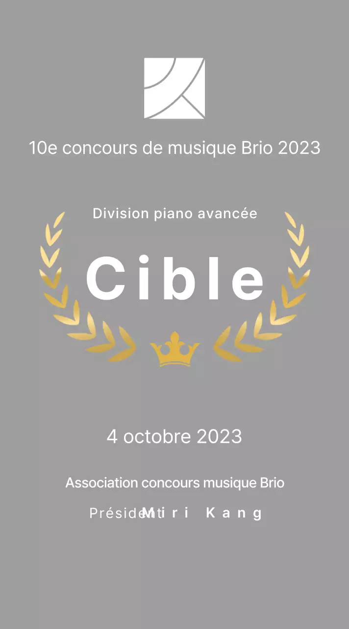 Plaque du lauréat du concept de concours avec illustration de lignes de laurier et de couronne