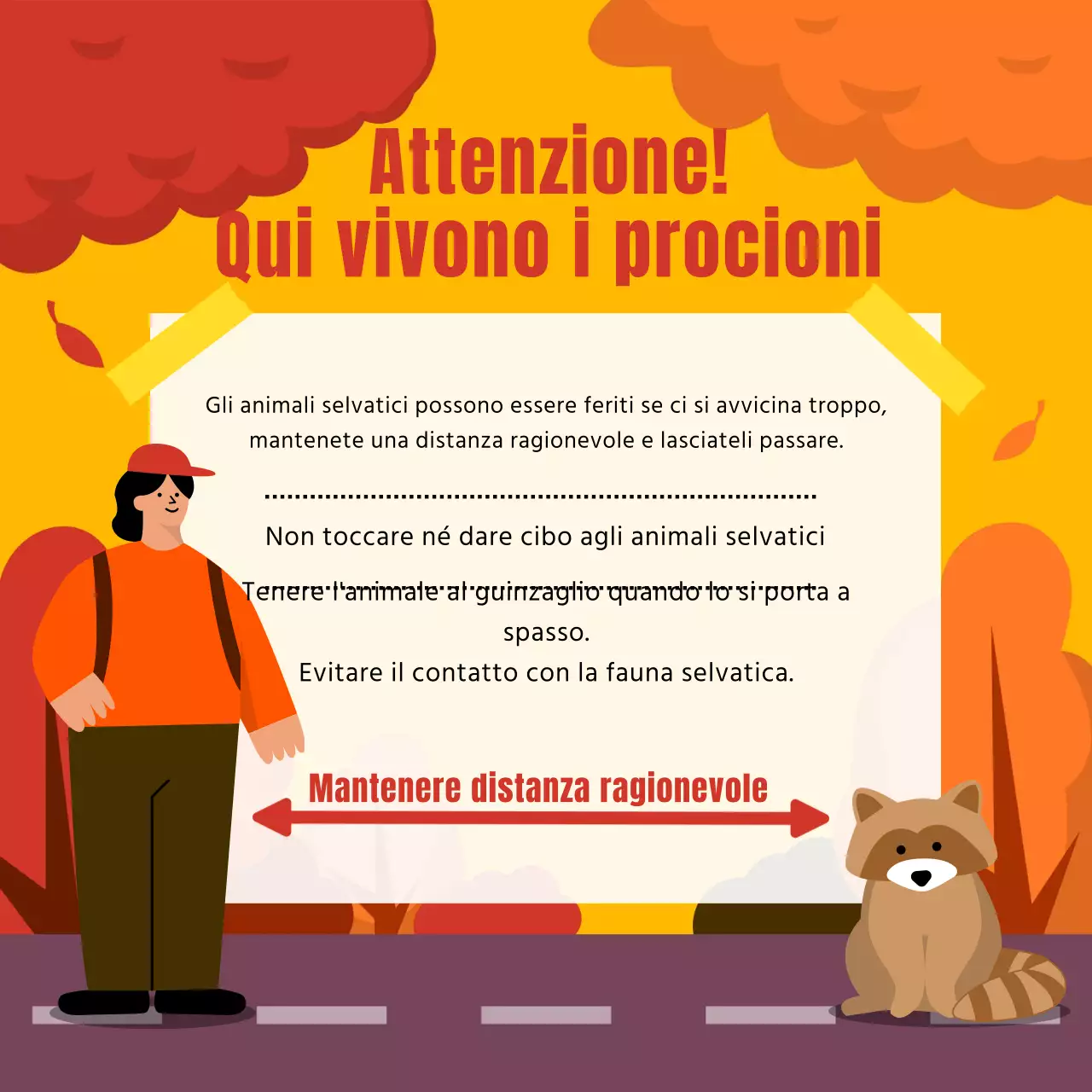 Una guida alla sicurezza della fauna selvatica naturale in arancione e giallo