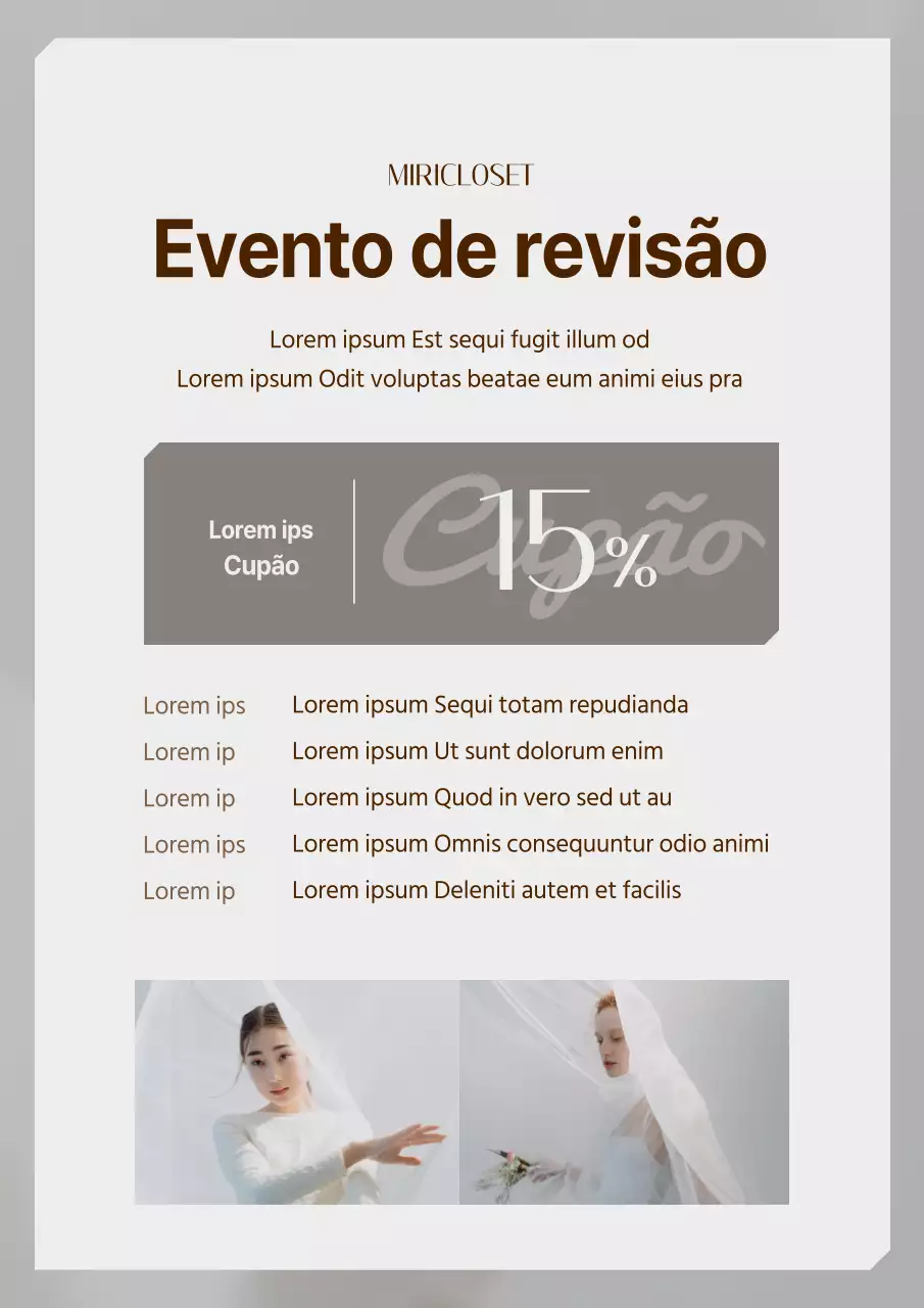 Revisões simples em branco e cinzentoPromova o seu evento