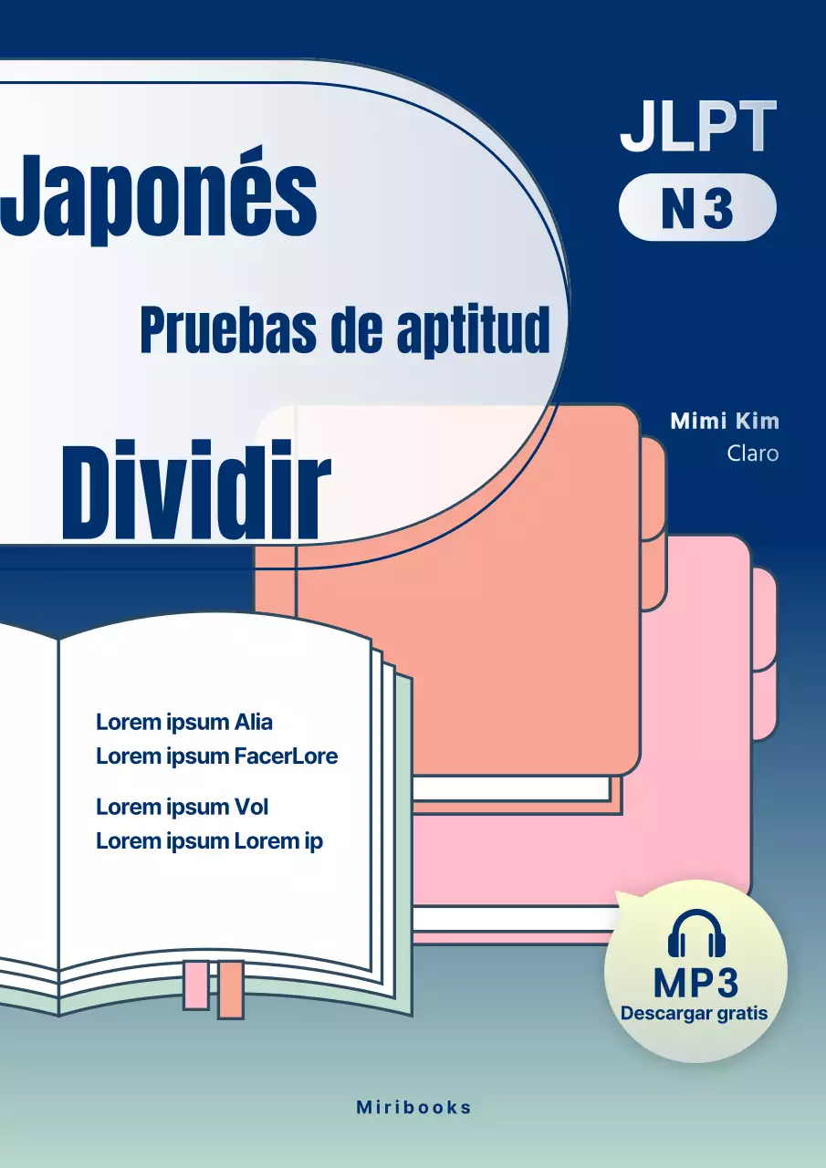 Moderno cuaderno de preguntas japonés en azul marino y naranja