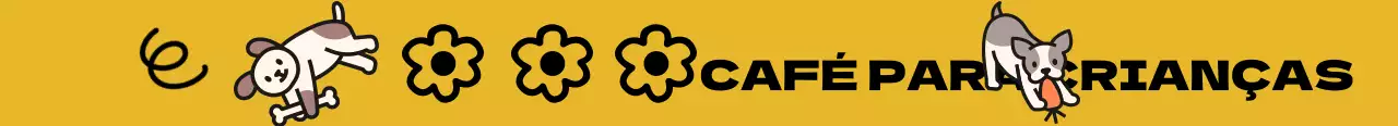 Conceito giro de café para crianças com ilustrações de cachorrinhos e decorações florais