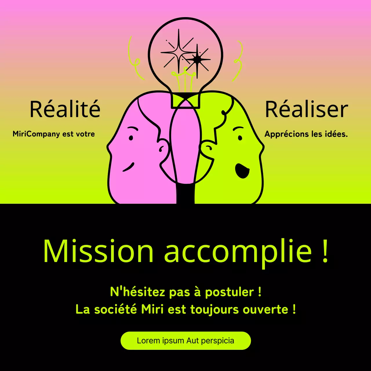 Promouvoir un concours de création d'entreprise en interne avec un look pop art rose et néon