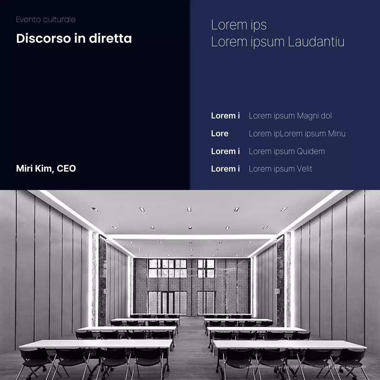 Un semplice post da colloquio aziendale in blu navy