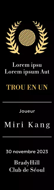 Plaque du gagnant d'un trou d'un coup au golf avec balle de golf et couronne de laurier (illustration)