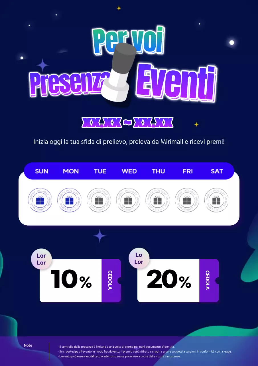 Promuovere gli eventi di partecipazione in blu e viola