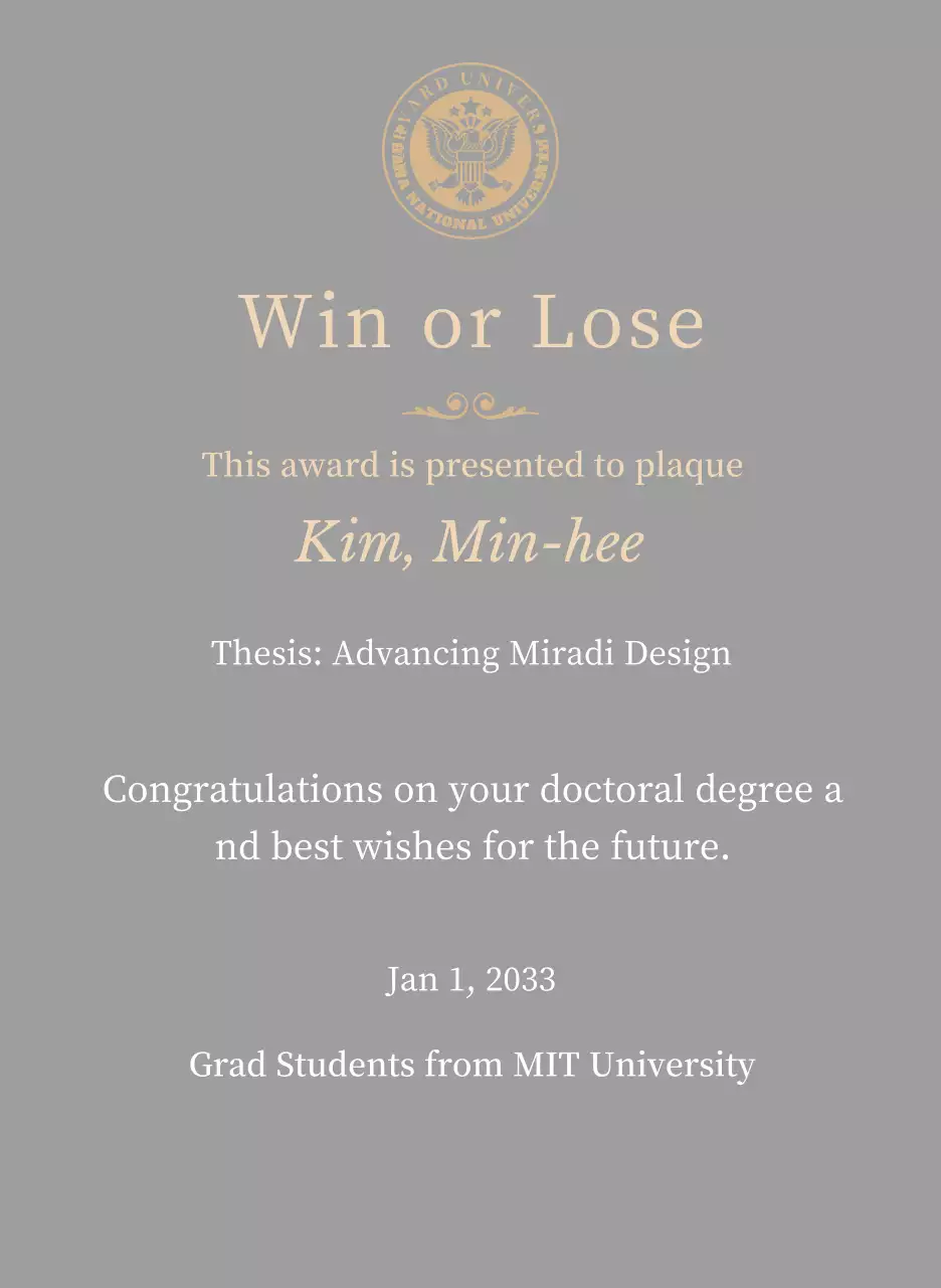 Plakat gelar yang mewah dengan logo sekolah dan hiasan emas