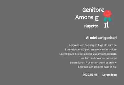 Calligrafia per la festa della mamma con illustrazione di garofano rosso