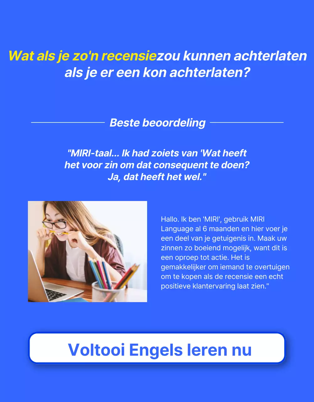 Een kitscherige blauw met gele Engelse les promoten