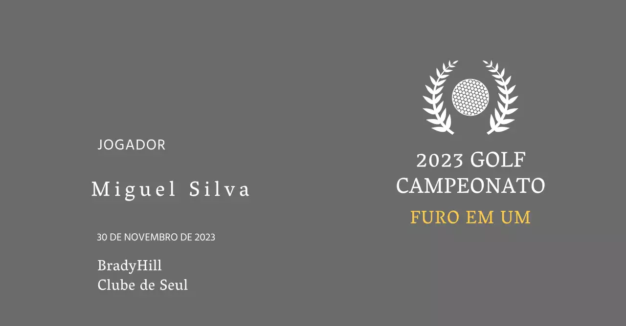 Placa de vencedor de jogador de golfe "hole-in-one" com bola de golfe e ilustração de coroa de louros