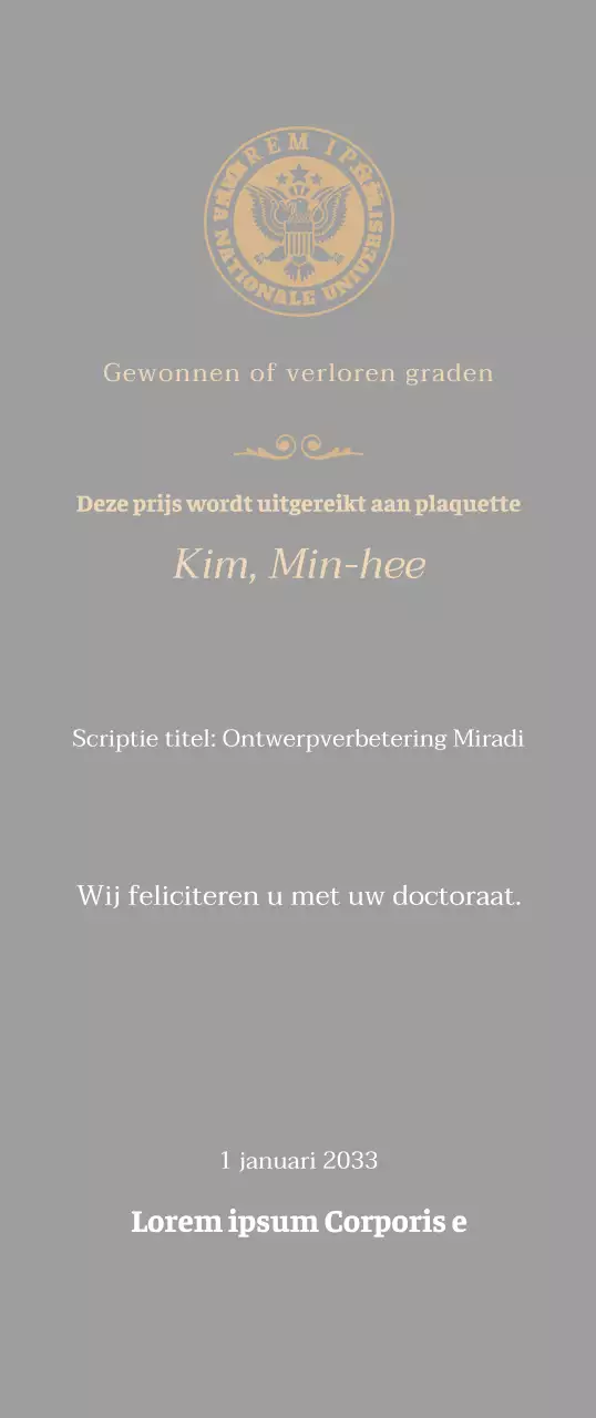 Luxe diploma-plaat met schoollogo en gouden rand