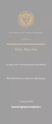 Luxe diploma-plaat met schoollogo en gouden rand