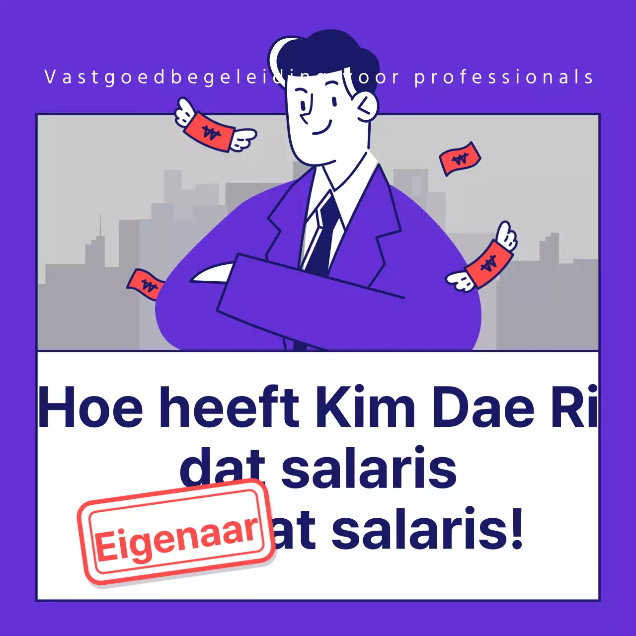 Eenvoudig, paars en rood trainingsmateriaal voor kantoormedewerkers in onroerend goed