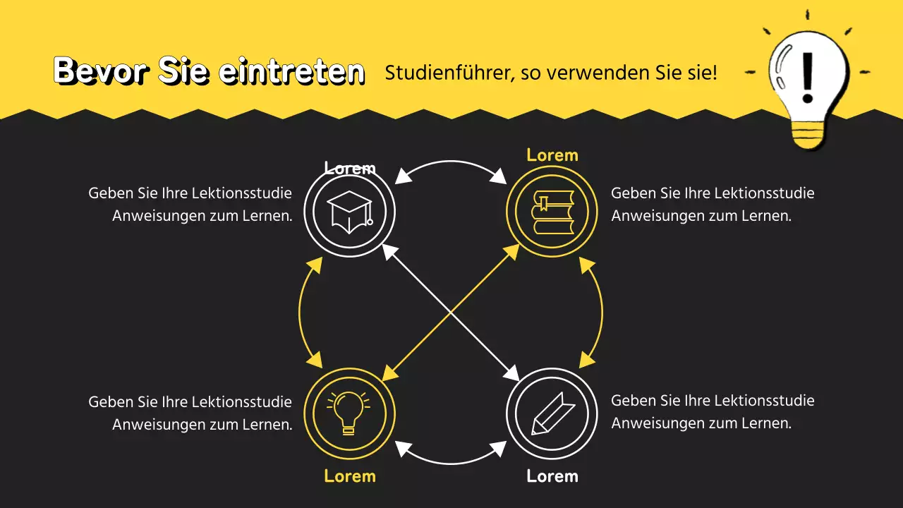 Gelb-schwarzes Handbuch für modernes Lernen