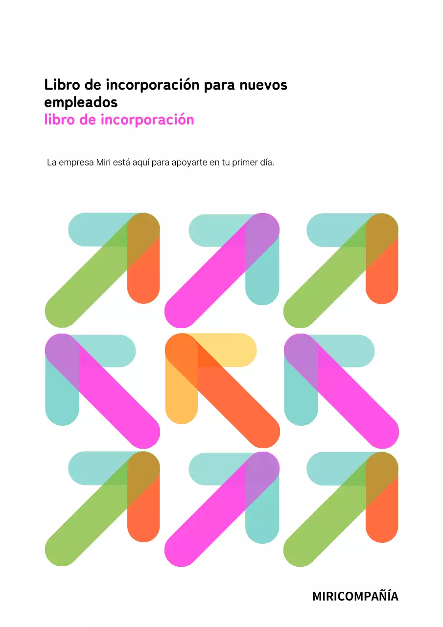Cubierta fluorescente y sencilla para el libro de incorporación de nuevos empleados