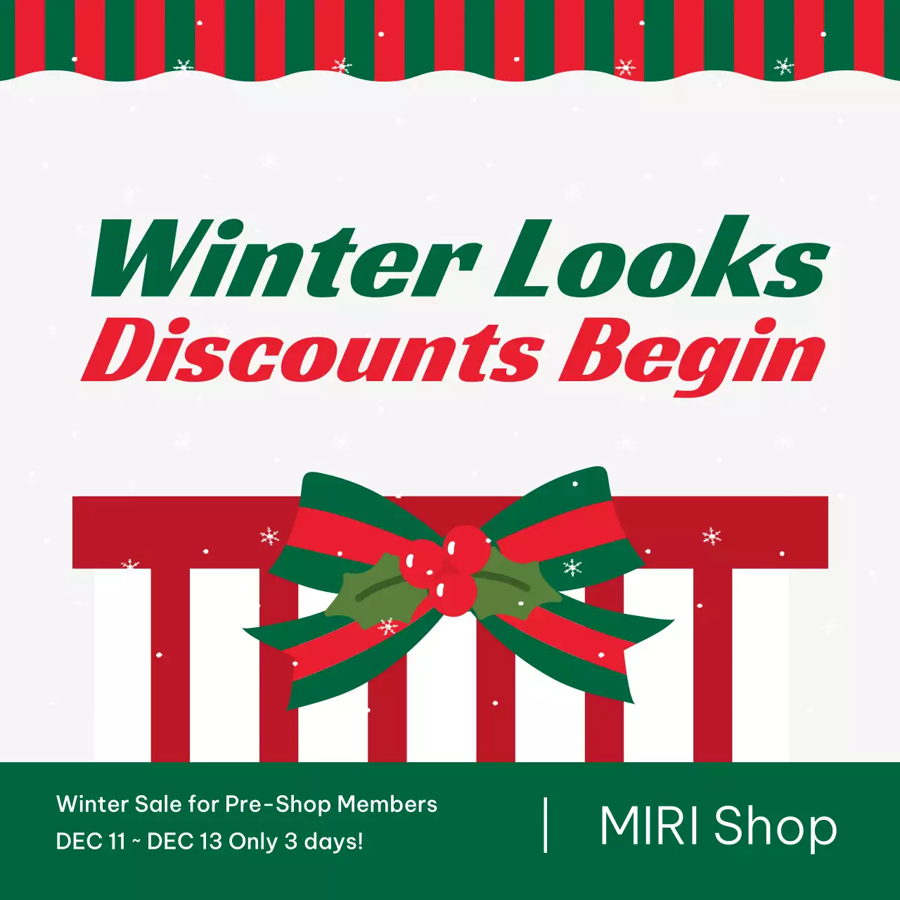 레드 전통 겨울 세일 프로모션 소셜 미디어 게시물