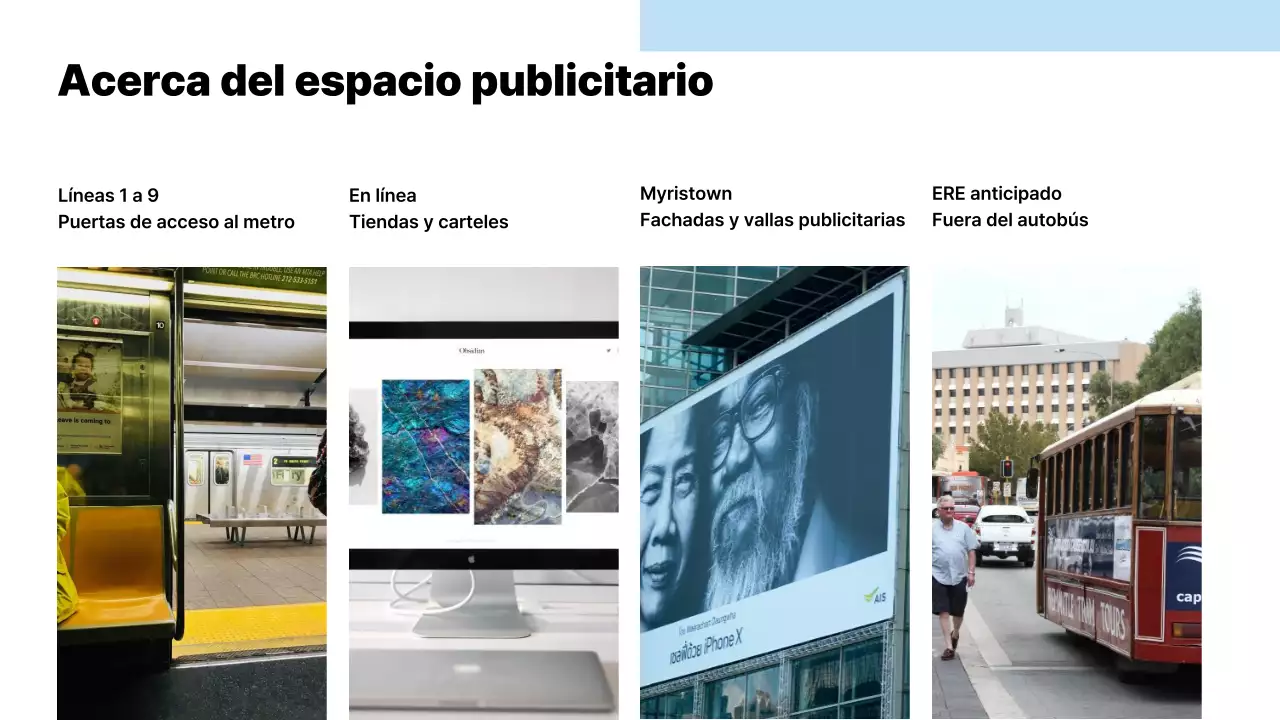 Propuesta de soporte publicitario moderno en azul claro