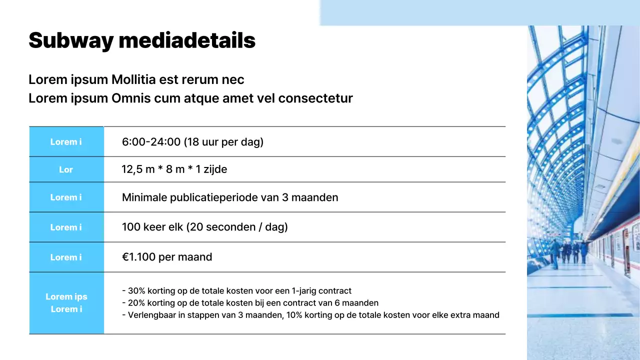 Voorstel voor moderne reclamemedia in lichtblauw