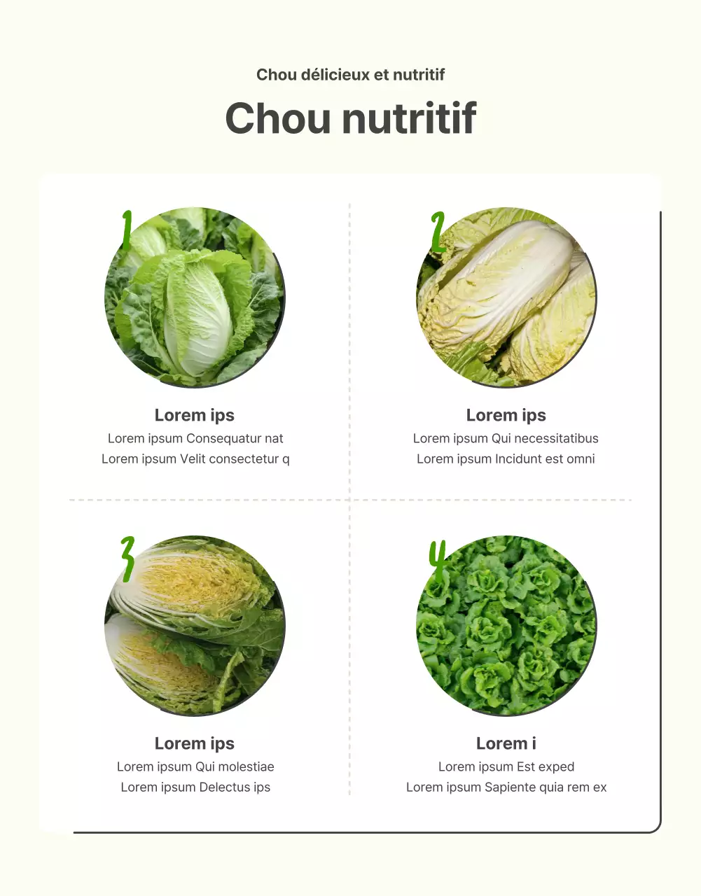 Promouvoir la vente de choux verts de base et de choux chartreuse