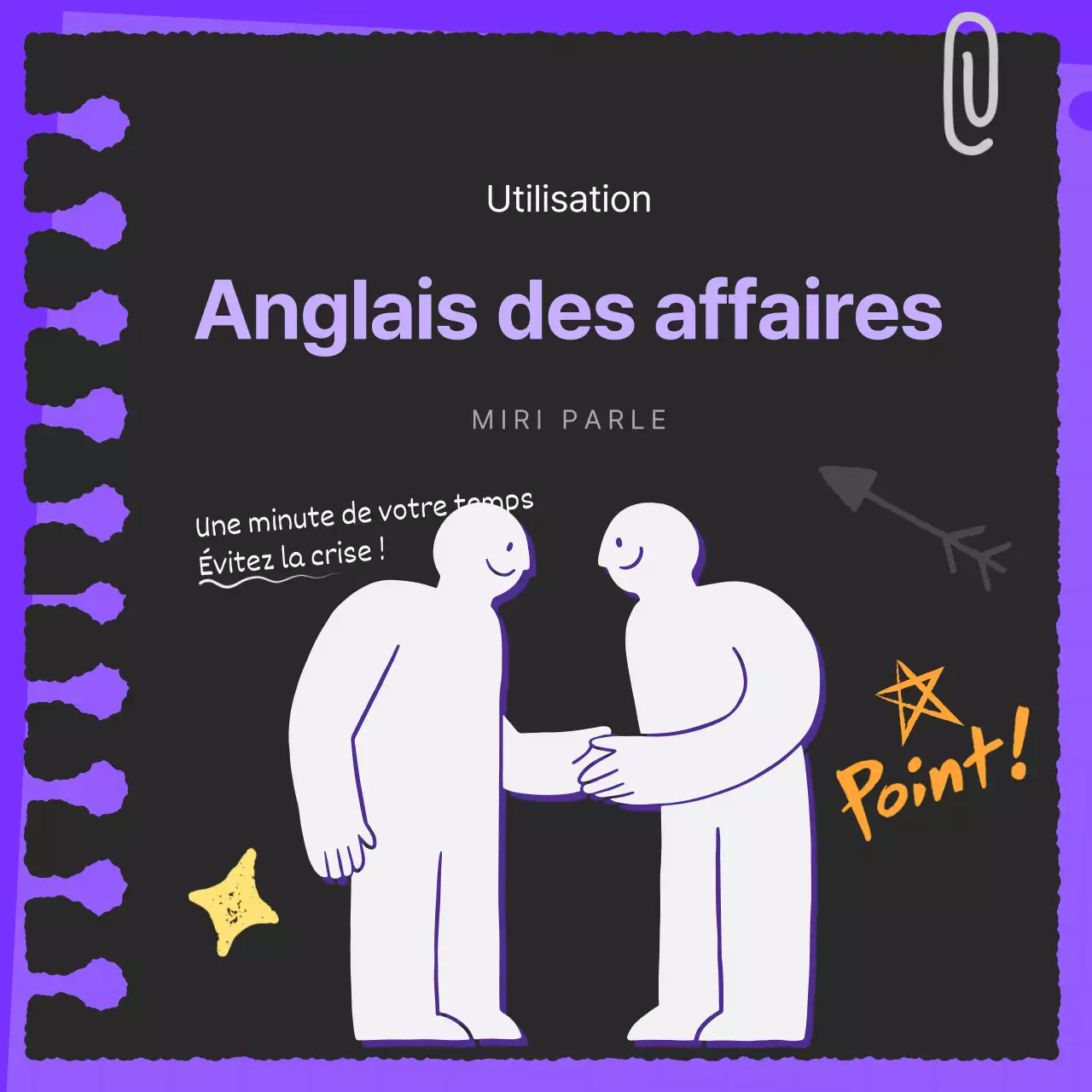 Promouvoir un anglais des affaires simple en noir et blanc et en violet