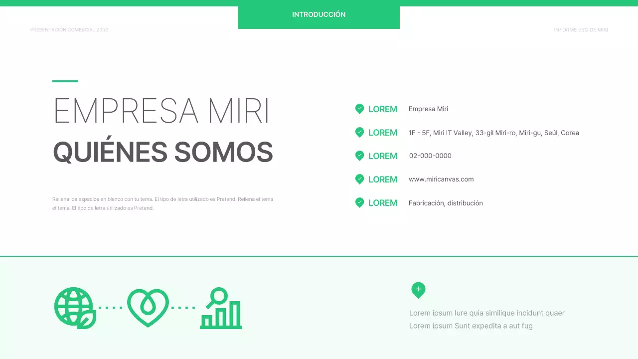 Un sencillo informe corporativo ESG en chartreuse y blanco