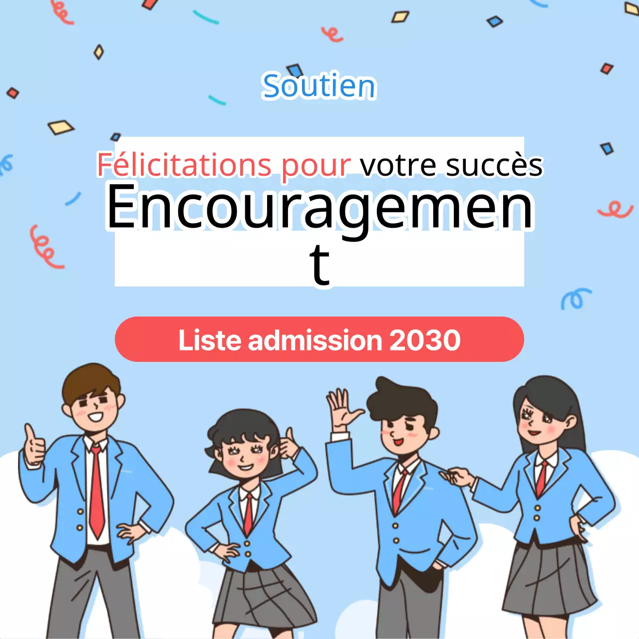 Une simple promotion de félicitations en rouge et bleu clair