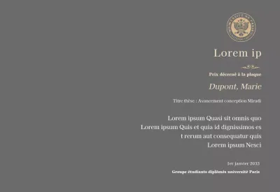 Plaque de diplôme luxueuse avec logo de l'école et bordure dorée