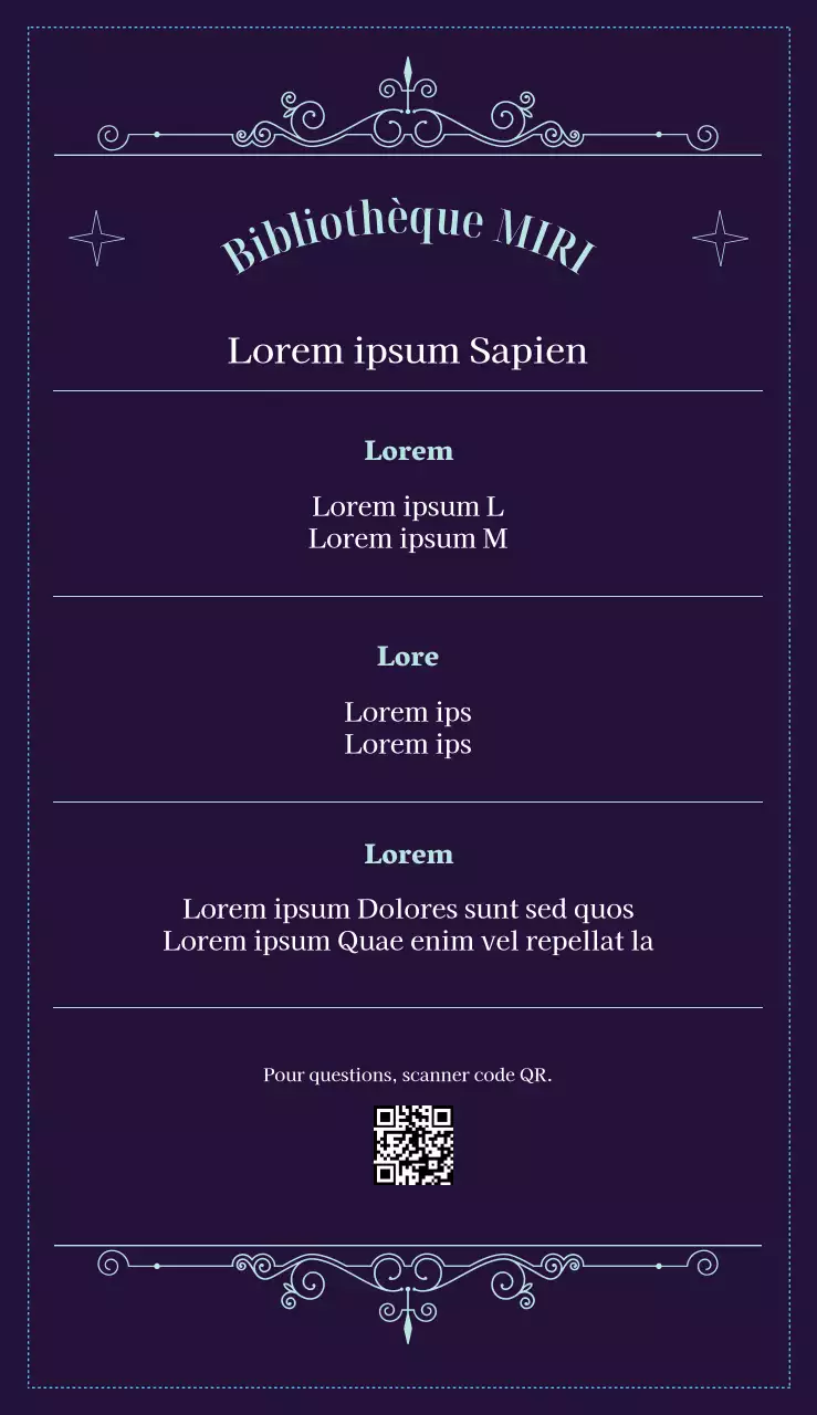 Une police anglaise audacieuse et des éléments graphiques glamour, courbes et décoratifs pour promouvoir votre bibliothèque.