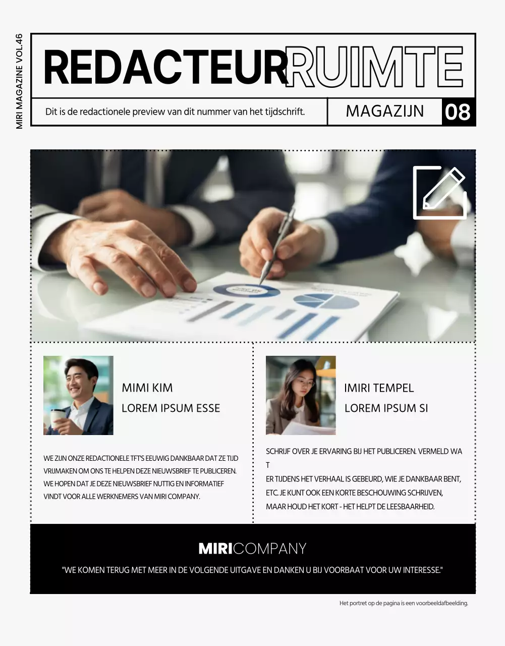 Modern bedrijfsmagazine in grijs en zwart